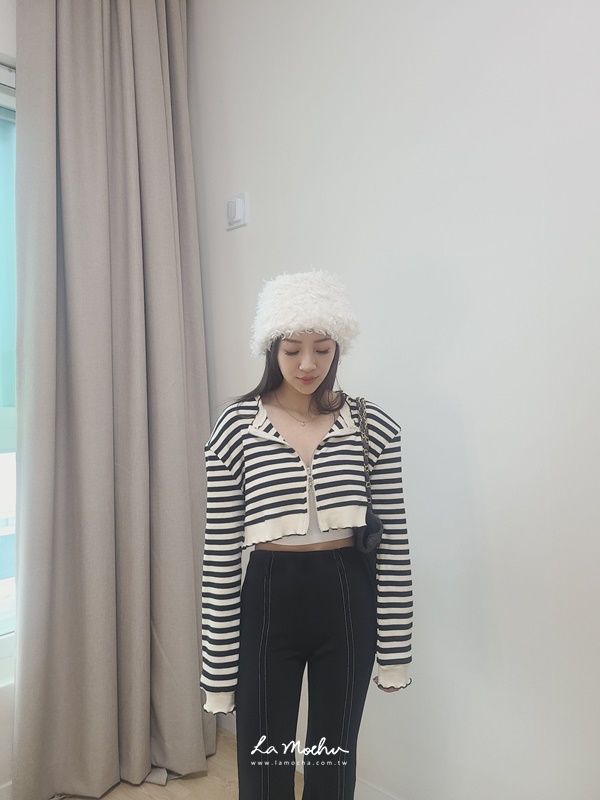 木耳邊拉鍊條紋外套(闆娘.花花清單)